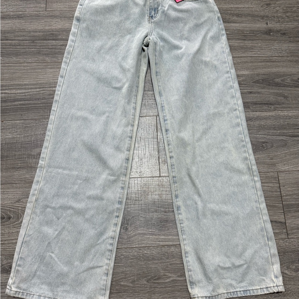 Edikted mid rise, Women's Light Gray Jeans, Small relaxed fit.